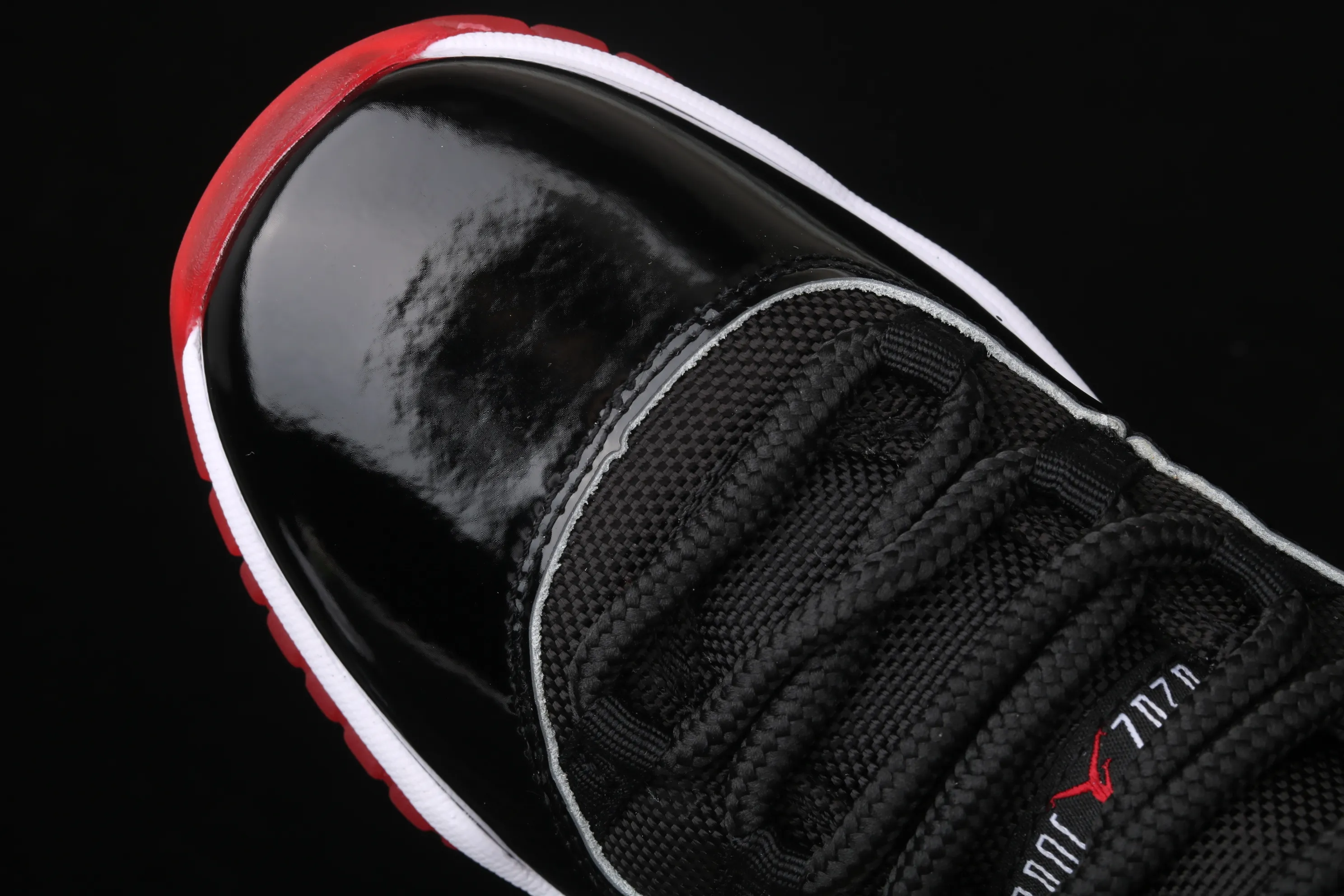 All categories Air Jordan Jordan series basketball shoes Air Jordan 11 Air Jordan 11 "Bred" AJ11 Joe 11 patent leather black and red first year 2019 classic replica high-top women's basketball shoes 378038-061